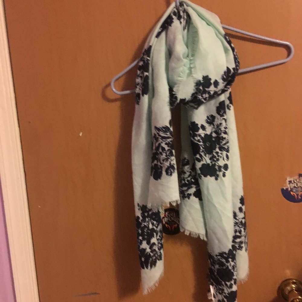 Light blue and navy floral scarf